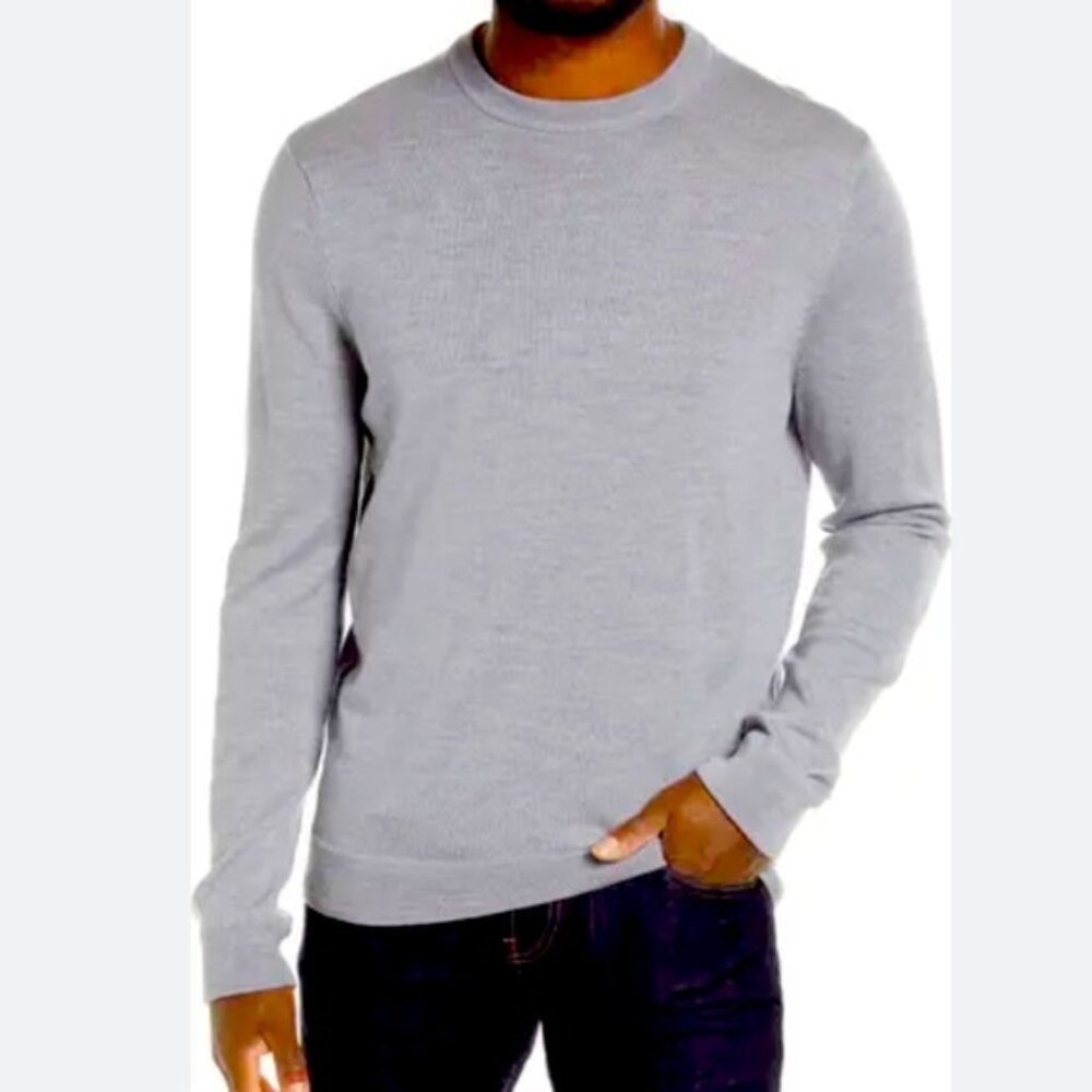 NORDSTROM Washable 100% Merino Wool Crewneck Sweater size Medium in grey